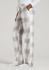 American Tall Outlet | Tie-Waist Flannel Pajama Pants for Tall Women in White and Grey Plaid
