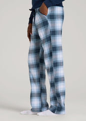 American Tall For Sale | Tie Waist Flannel Pajama Pants for Tall Women in Blue and White Plaid