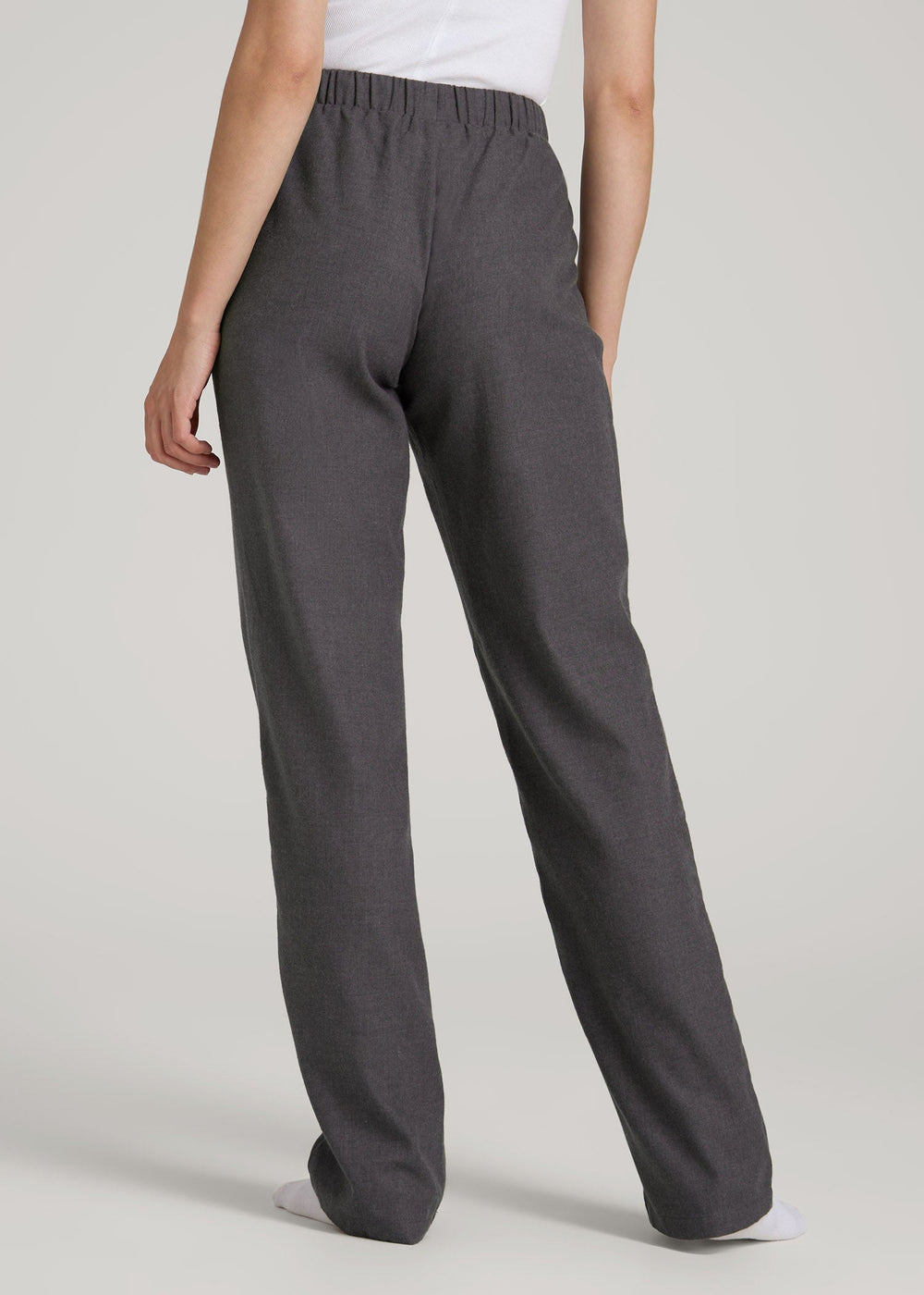 American Tall Online | Open-Bottom Flannel Pajama Pants for Tall Women in Charcoal Flannel
