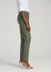 American Tall Outlet | Stretch Linen Blend Dress Pants for Tall Women in Olive