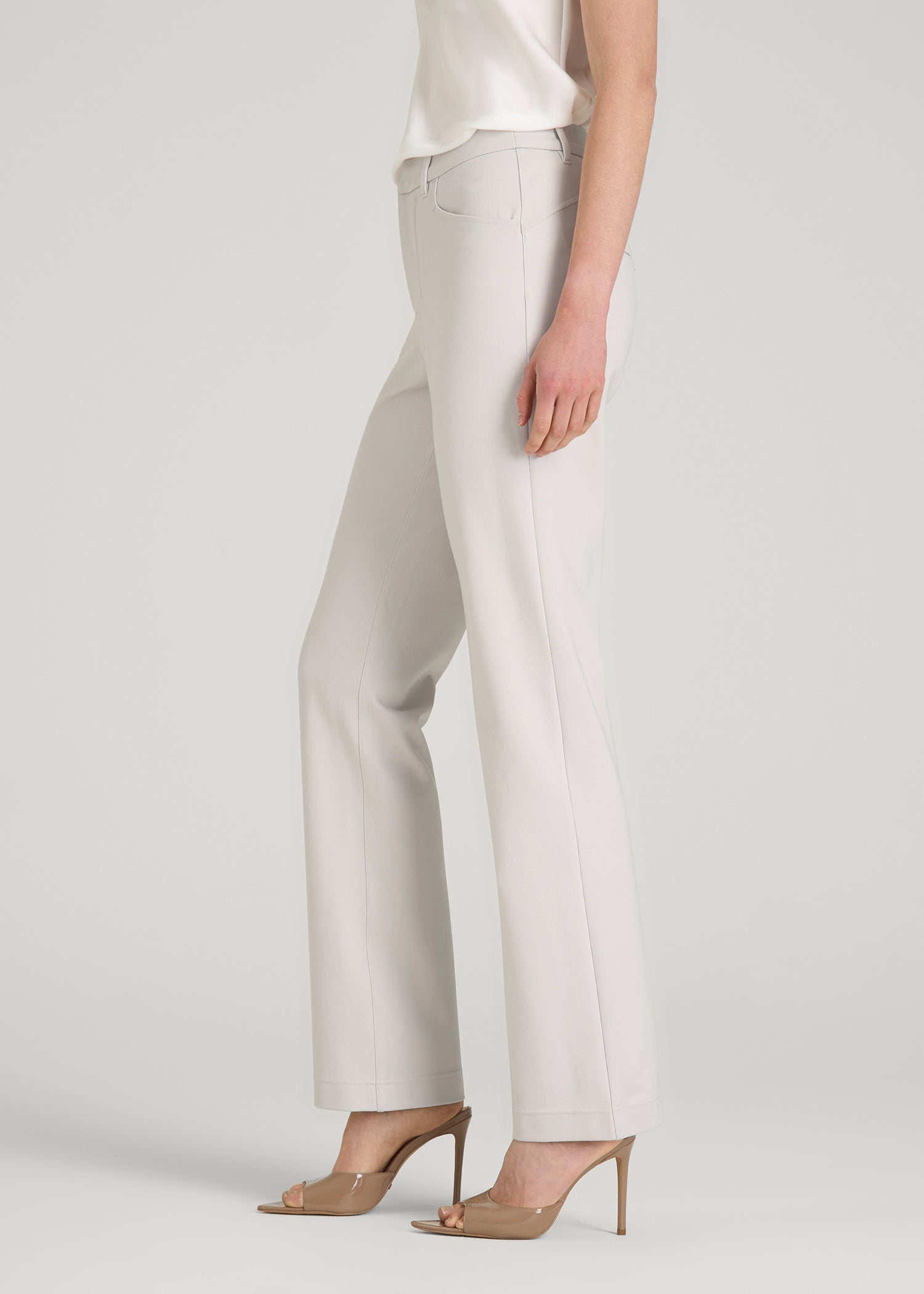 American Tall For Sale | Soft Flex Ponte Straight Leg Pants for Tall Women in White Sand