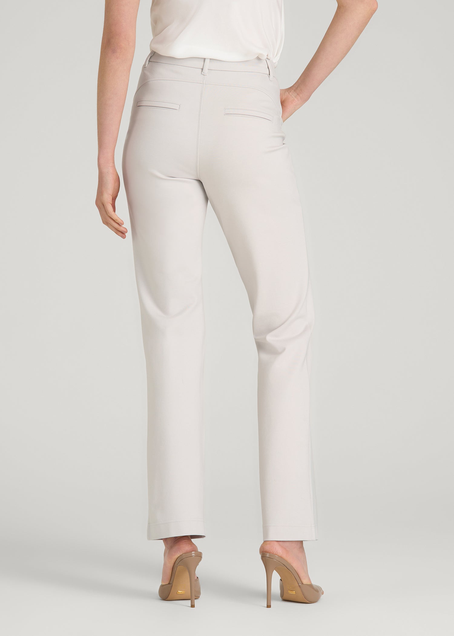 American Tall For Sale | Soft Flex Ponte Straight Leg Pants for Tall Women in White Sand