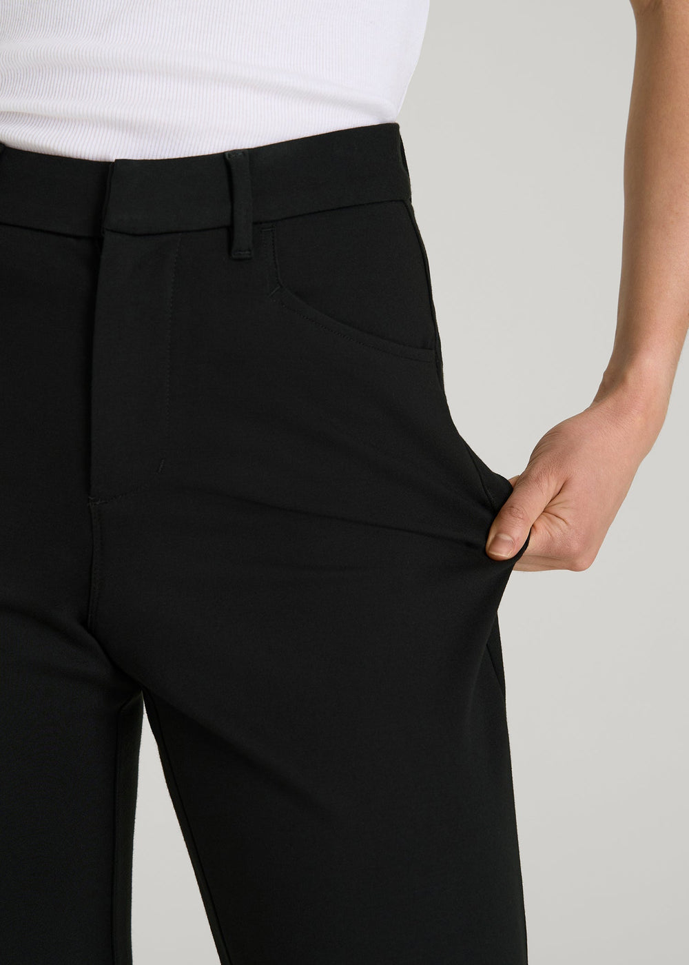 American Tall Discount | Soft Flex Ponte Straight Leg Pants for Tall Women in Black
