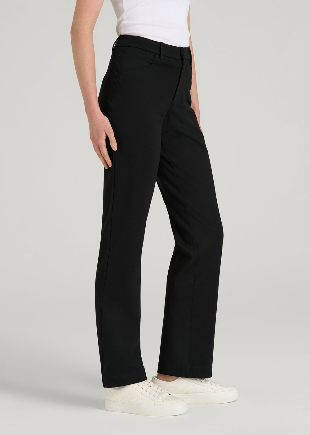 American Tall Discount | Soft Flex Ponte Straight Leg Pants for Tall Women in Black