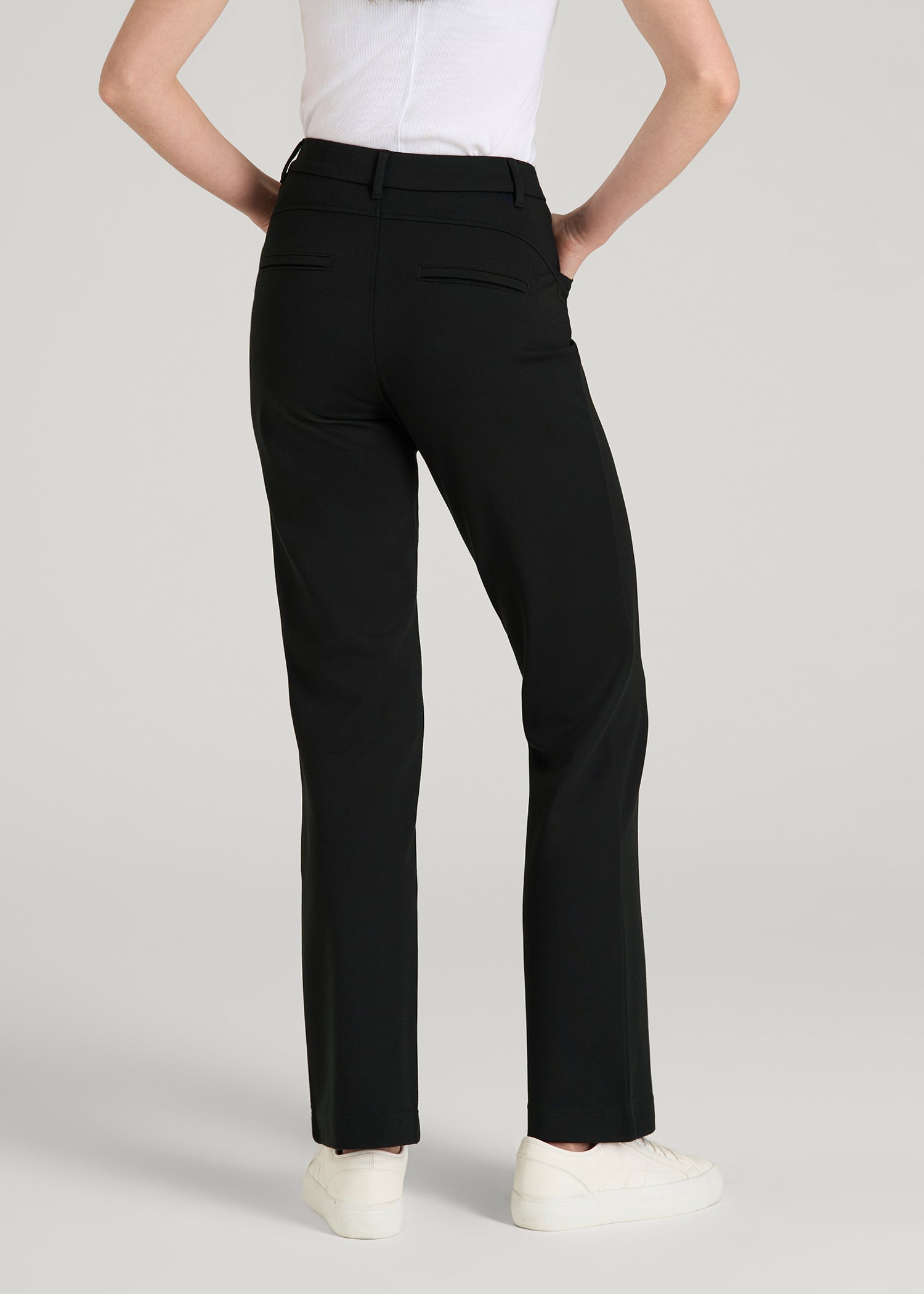 American Tall Discount | Soft Flex Ponte Straight Leg Pants for Tall Women in Black