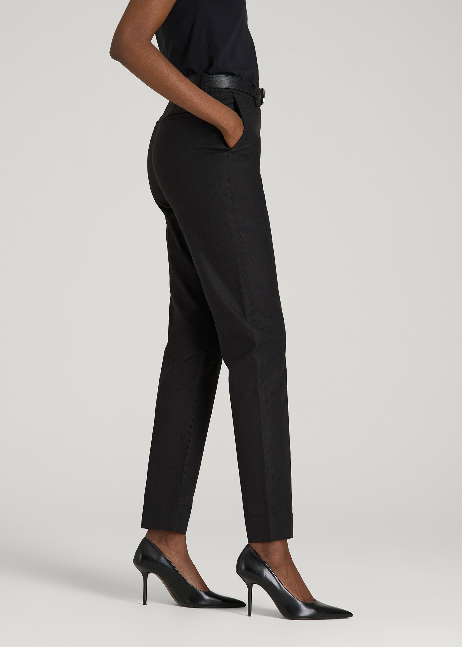 American Tall Online | Stretch Linen Blend Dress Pants for Tall Women in Black