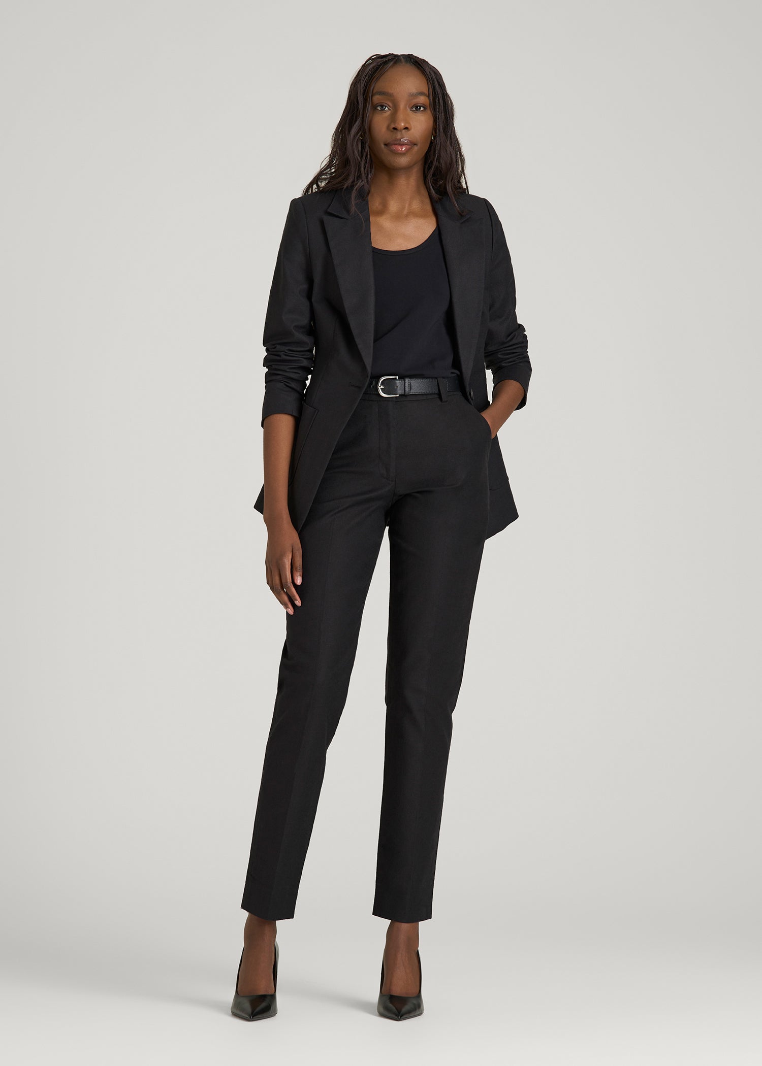 American Tall Online | Stretch Linen Blend Dress Pants for Tall Women in Black