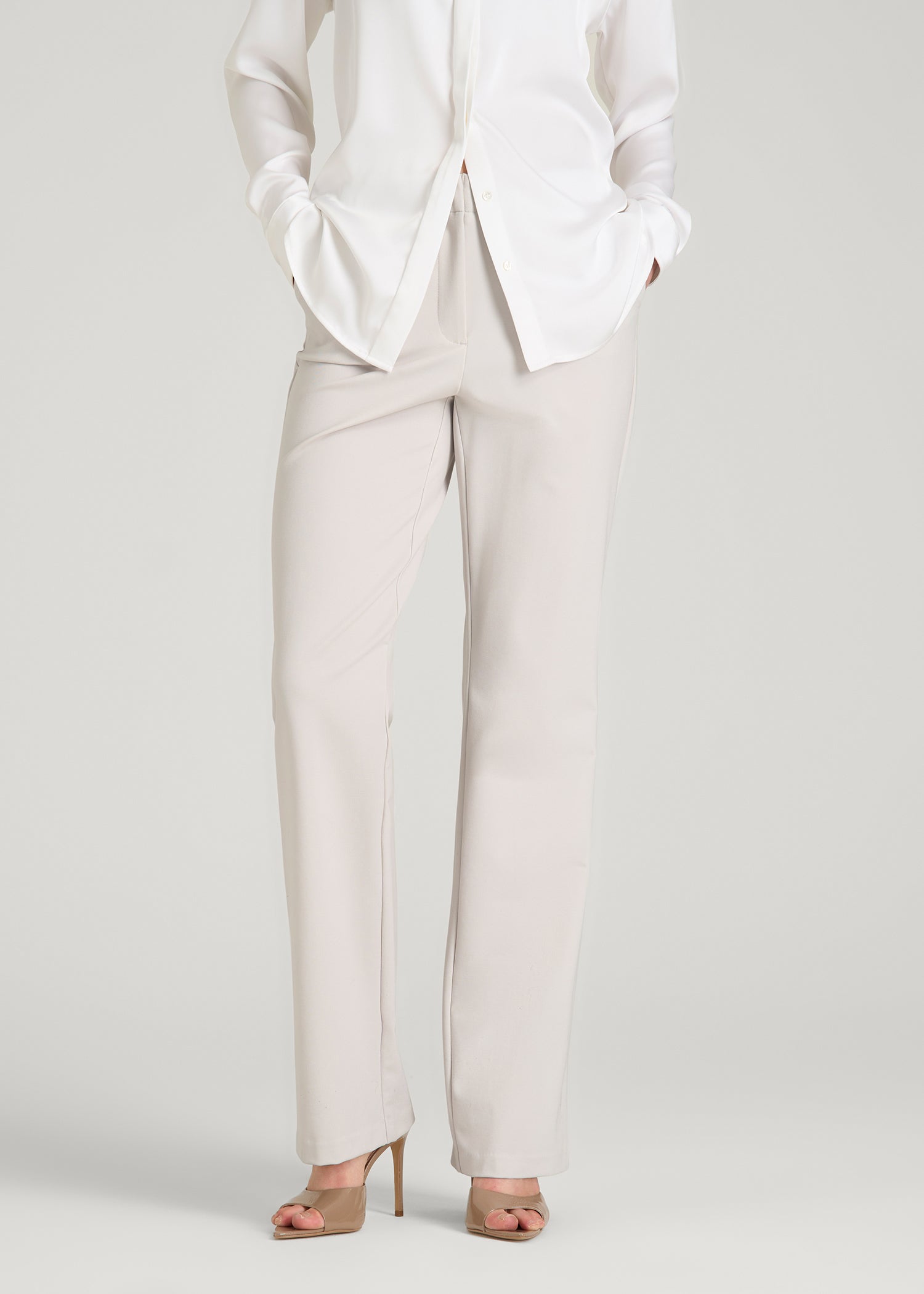 American Tall Sale | Freedom Flex Straight Leg Dress Pants for Tall Women in White Sand