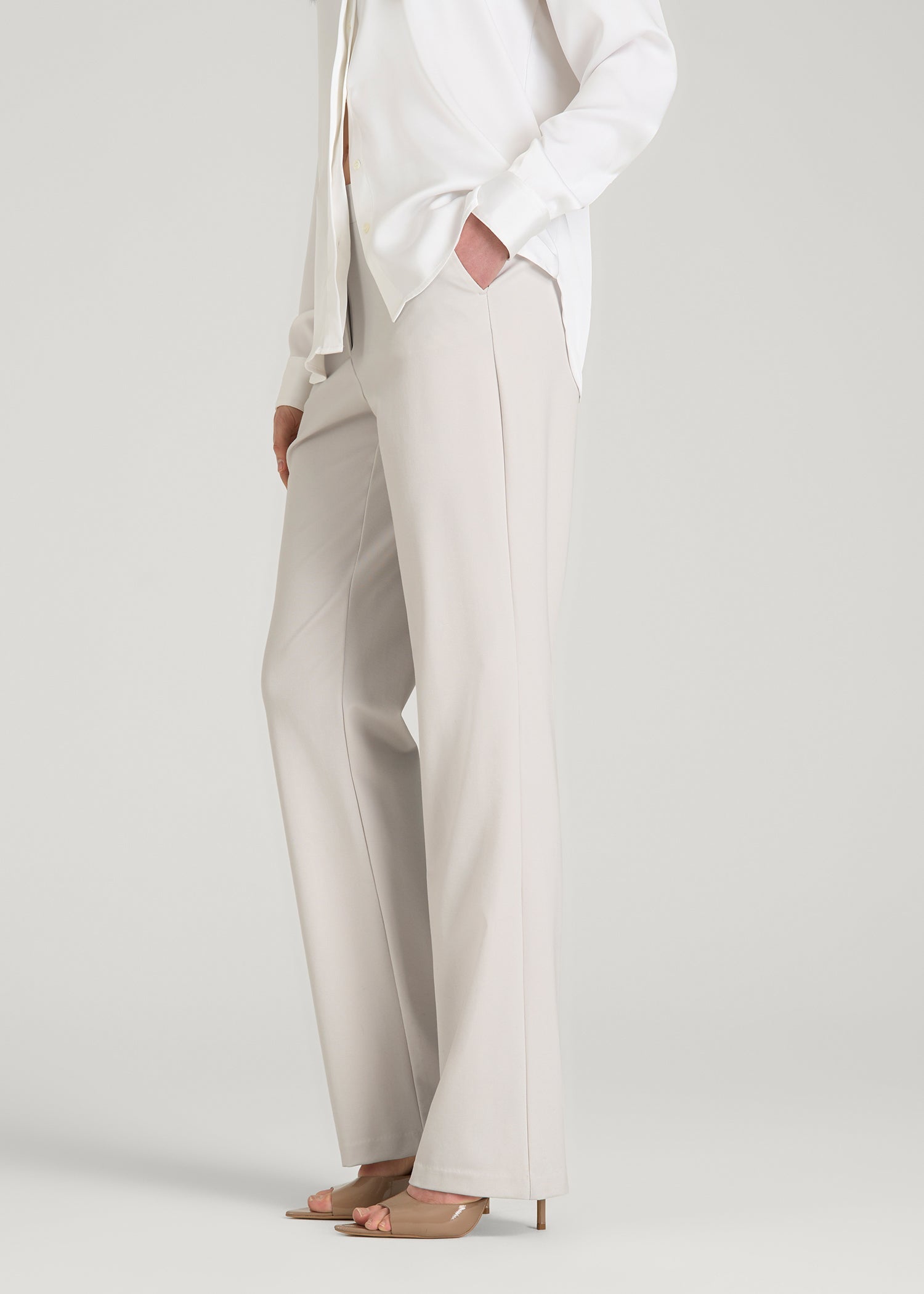 American Tall Sale | Freedom Flex Straight Leg Dress Pants for Tall Women in White Sand