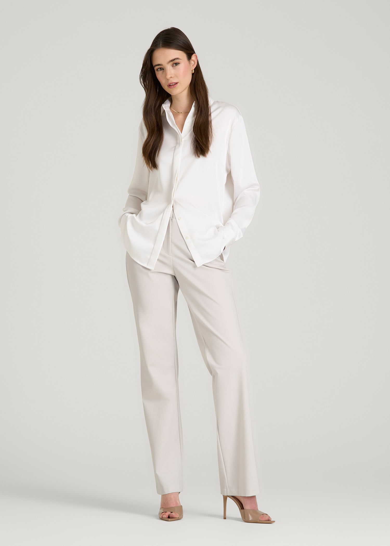American Tall Sale | Freedom Flex Straight Leg Dress Pants for Tall Women in White Sand
