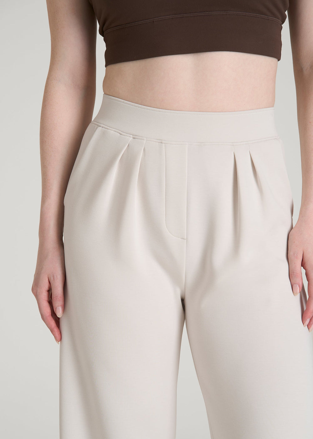 American Tall Outlet | Soft Motion Pleated Wide Leg Pant for Tall Women in White Sand