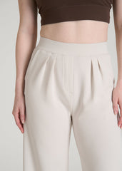 American Tall Outlet | Soft Motion Pleated Wide Leg Pant for Tall Women in White Sand
