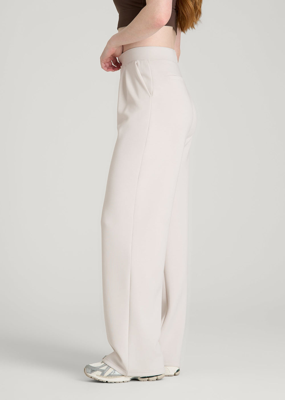 American Tall Outlet | Soft Motion Pleated Wide Leg Pant for Tall Women in White Sand
