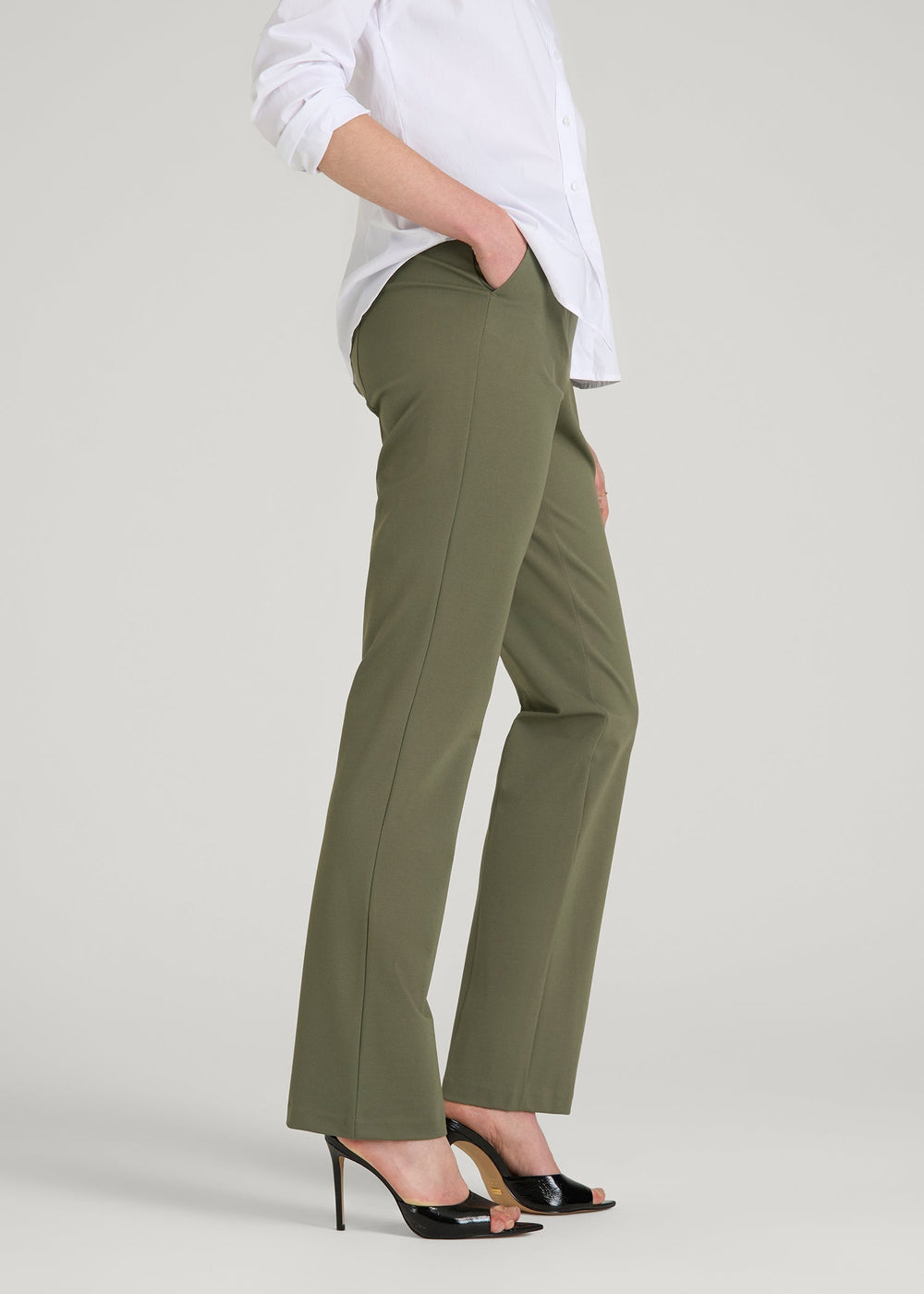 American Tall Online Shop | Freedom Flex Slim Straight Leg Dress Pants for Tall Women in Olive