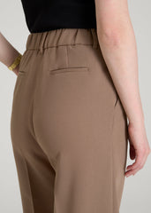 American Tall Discount | Wide Leg Pleated Dress Pants 2.0 for Tall Women in Warm Brown