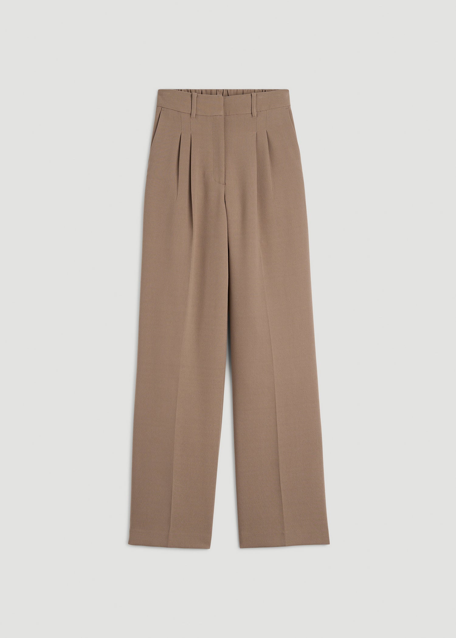 American Tall Discount | Wide Leg Pleated Dress Pants 2.0 for Tall Women in Warm Brown