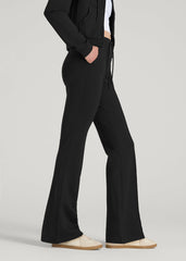 American Tall Online | Soft Flex Ponte Flare Pants with Drawcord for Tall Women in Black