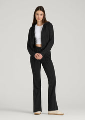 American Tall Online | Soft Flex Ponte Flare Pants with Drawcord for Tall Women in Black
