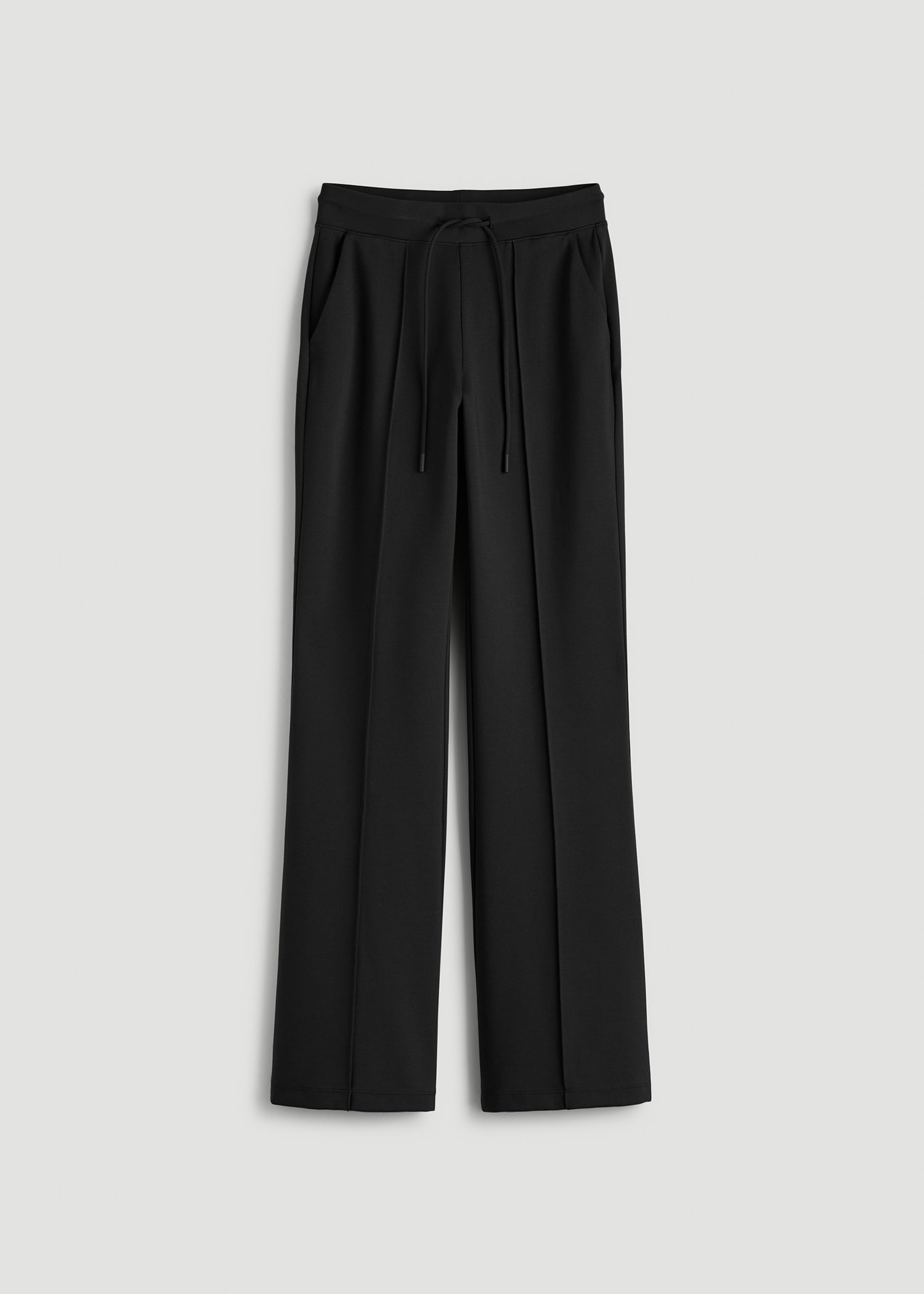 American Tall Online | Soft Flex Ponte Flare Pants with Drawcord for Tall Women in Black
