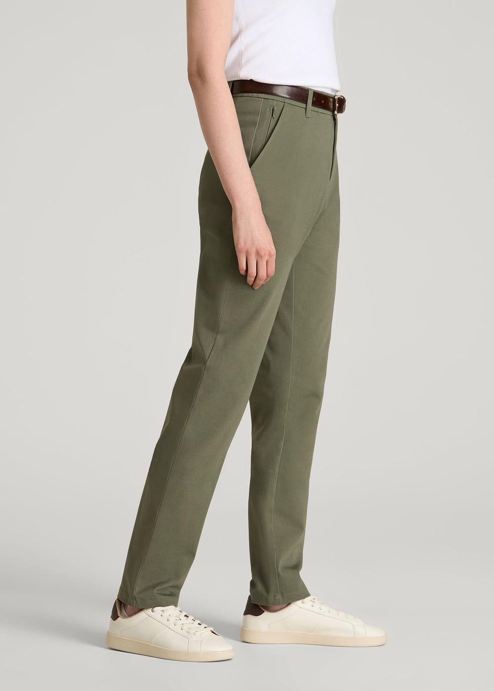 American Tall Sale | Stretch Commuter Tapered Fit Chino Pants for Tall Women in Olive