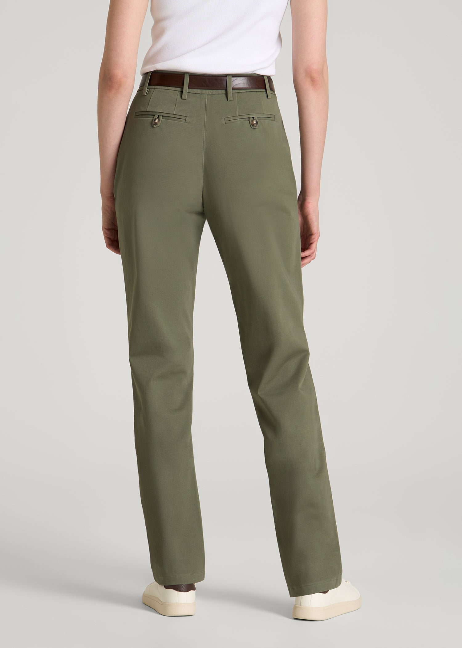 American Tall Sale | Stretch Commuter Tapered Fit Chino Pants for Tall Women in Olive