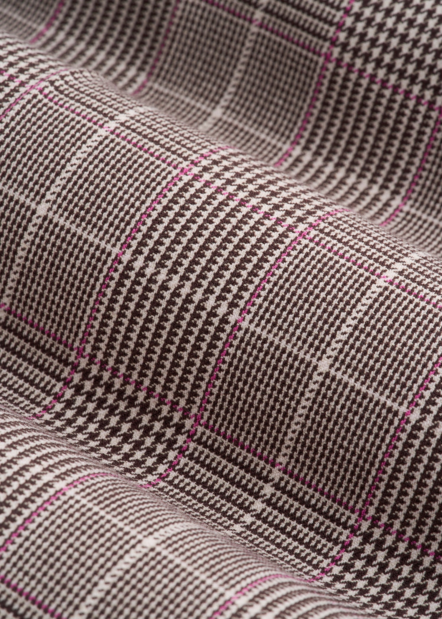 American Tall Outlet | Wide-Leg Cuffed Pants for Tall Women in Espresso and Magenta Houndstooth