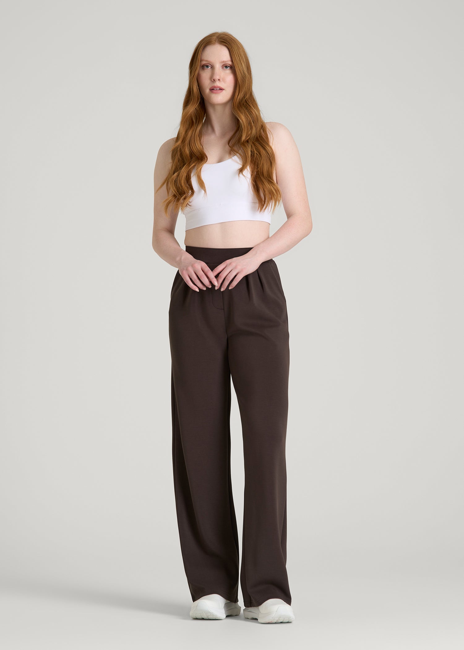 American Tall For Sale | Soft Motion Pleated Wide Leg Pant for Tall Women in Espresso