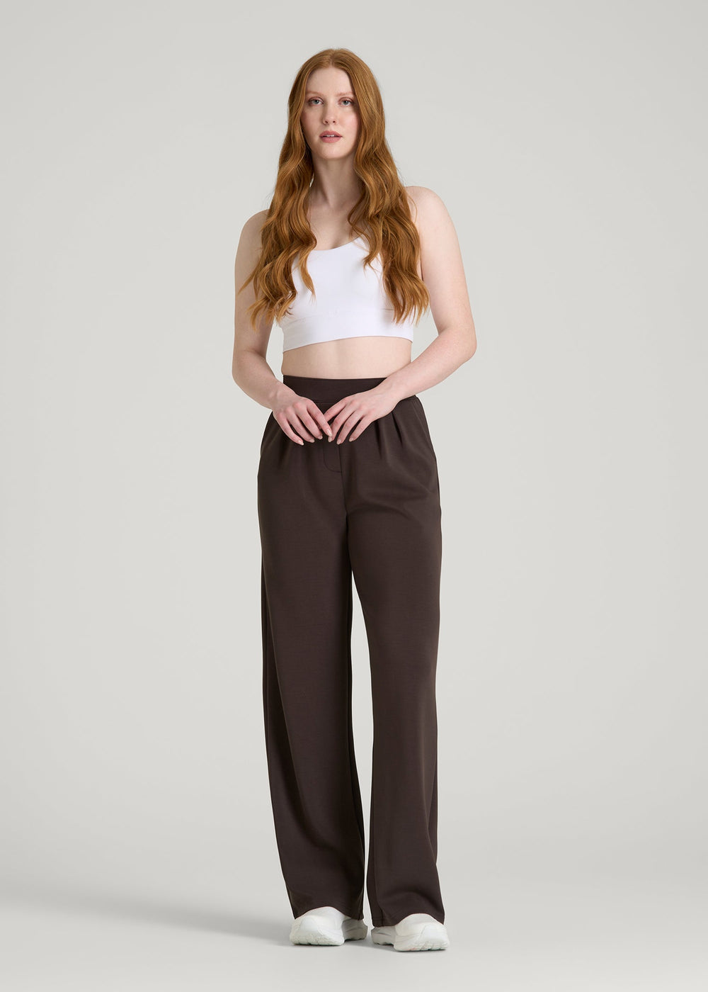 American Tall For Sale | Soft Motion Pleated Wide Leg Pant for Tall Women in Espresso