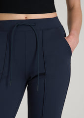 American Tall Online Shop | Soft Flex Ponte Flare Pants with Drawcord for Tall Women in Navy