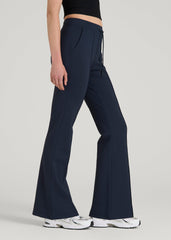 American Tall Online Shop | Soft Flex Ponte Flare Pants with Drawcord for Tall Women in Navy
