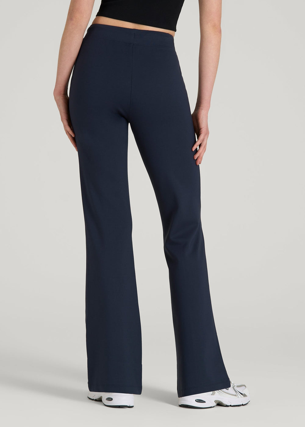 American Tall Online Shop | Soft Flex Ponte Flare Pants with Drawcord for Tall Women in Navy