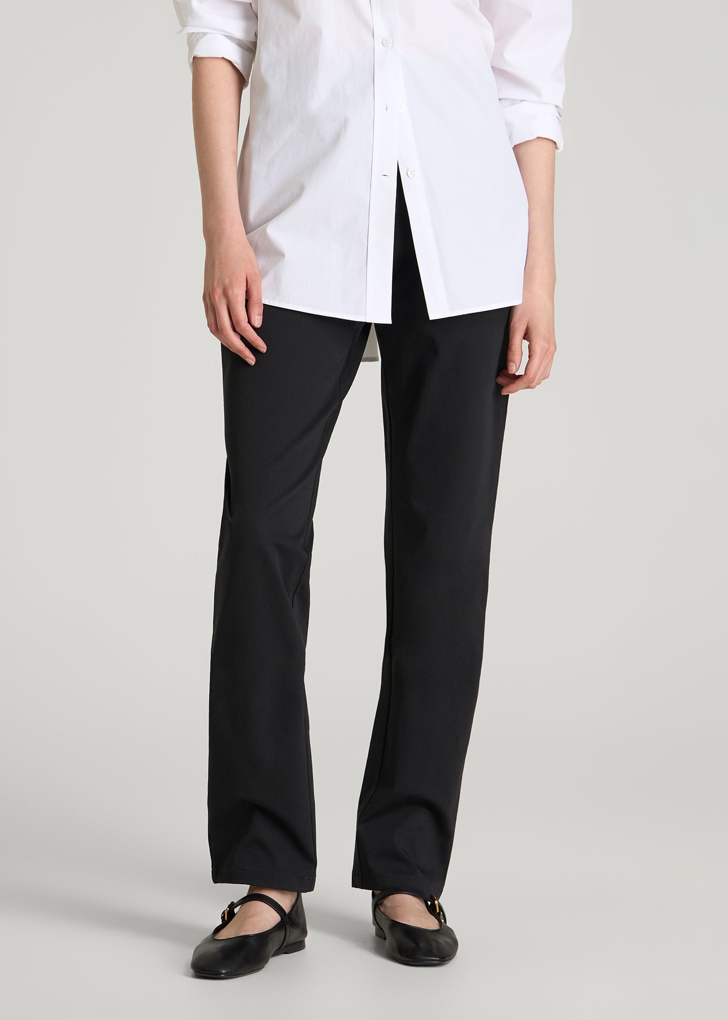 American Tall Discount | Stretch Commuter Tapered Fit Chino Pants for Tall Women in Black