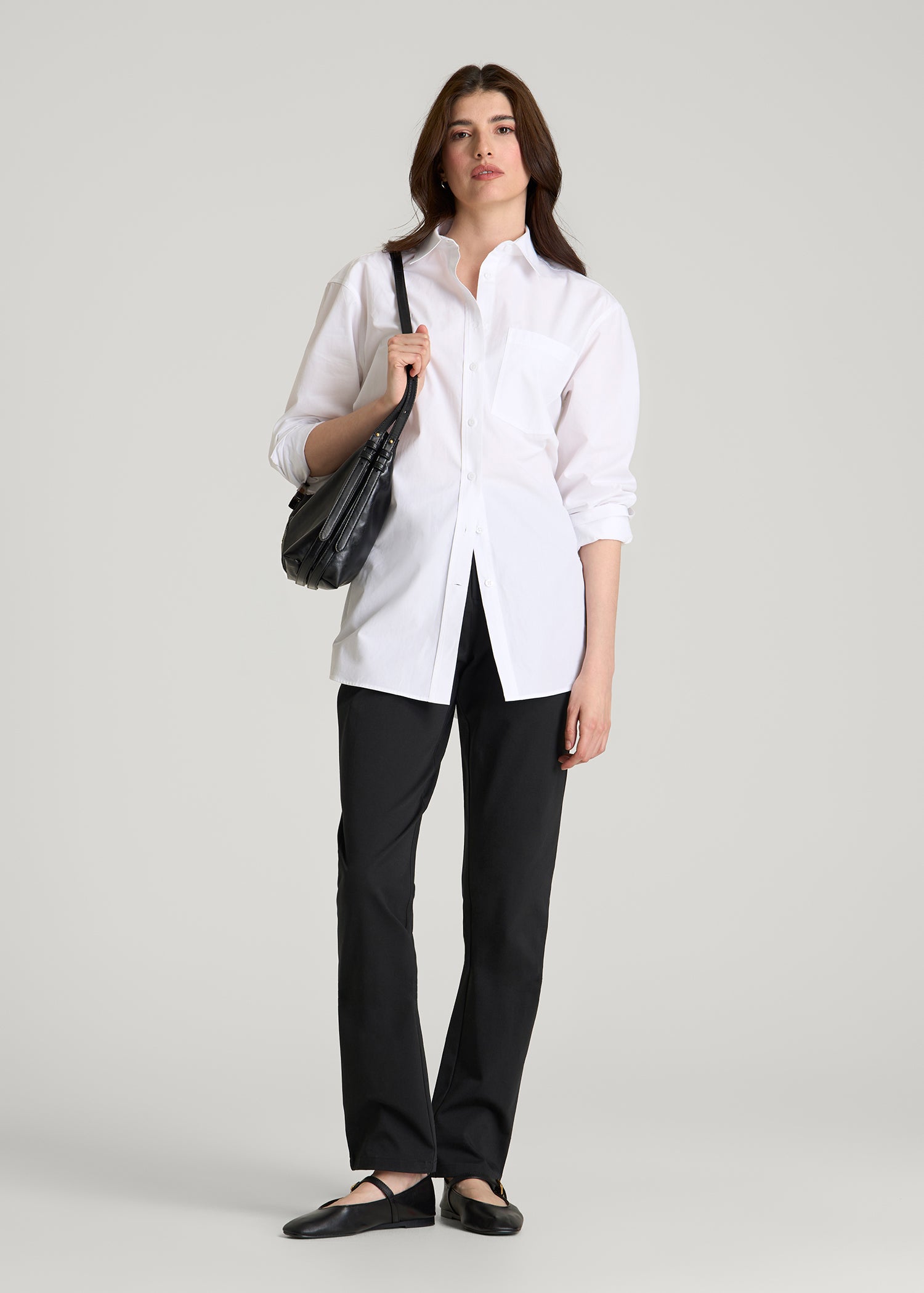 American Tall Discount | Stretch Commuter Tapered Fit Chino Pants for Tall Women in Black