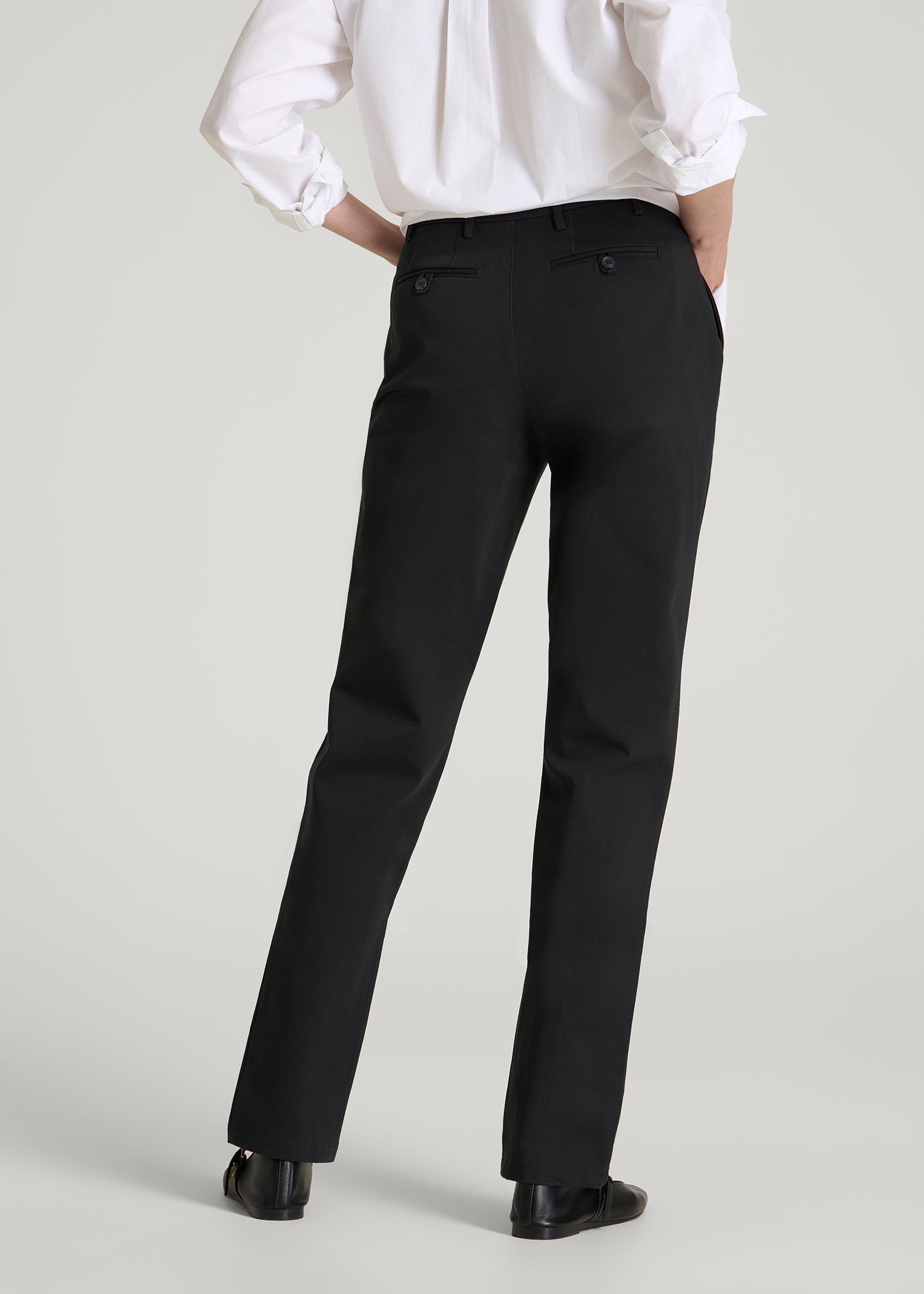 American Tall Discount | Stretch Commuter Tapered Fit Chino Pants for Tall Women in Black