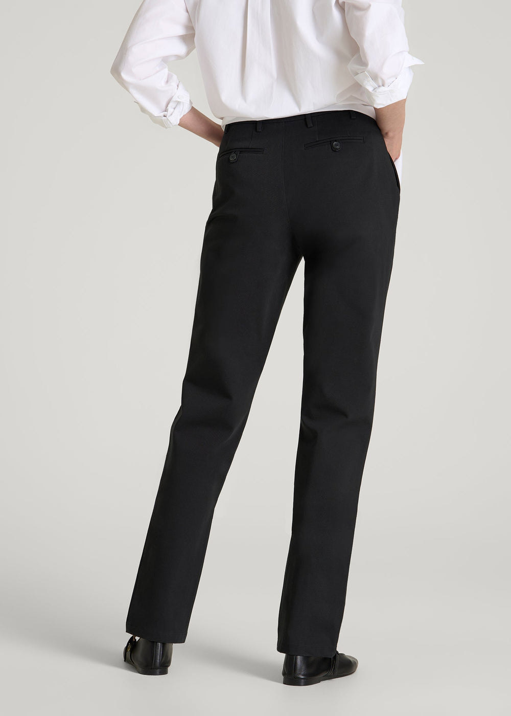 American Tall Discount | Stretch Commuter Tapered Fit Chino Pants for Tall Women in Black