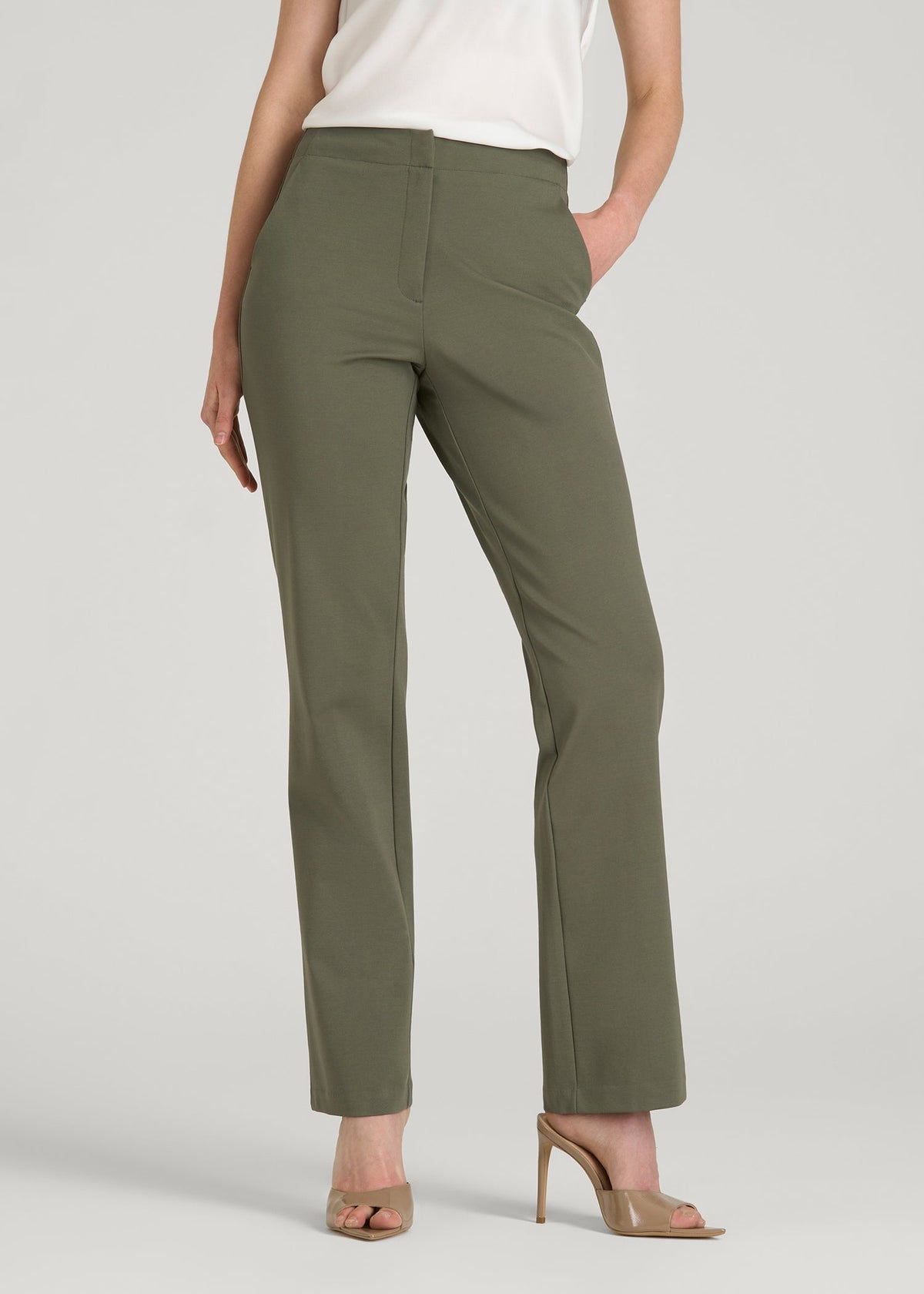 American Tall Online | Freedom Flex Straight Leg Dress Pants for Tall Women in Olive