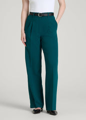 American Tall Sale | Wide Leg Pleated Dress Pants 2.0 for Tall Women in Deep Teal