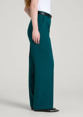 American Tall Sale | Wide Leg Pleated Dress Pants 2.0 for Tall Women in Deep Teal