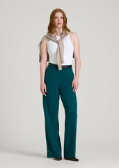 American Tall Sale | Wide Leg Pleated Dress Pants 2.0 for Tall Women in Deep Teal