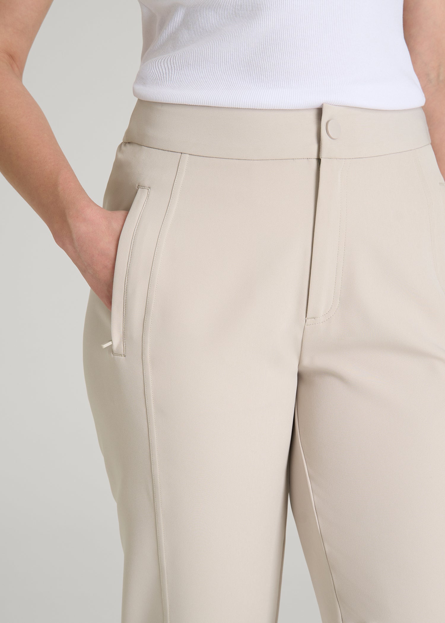 American Tall Outlet | Traveler Tapered Fit Pant for Tall Women in Drywall Tan