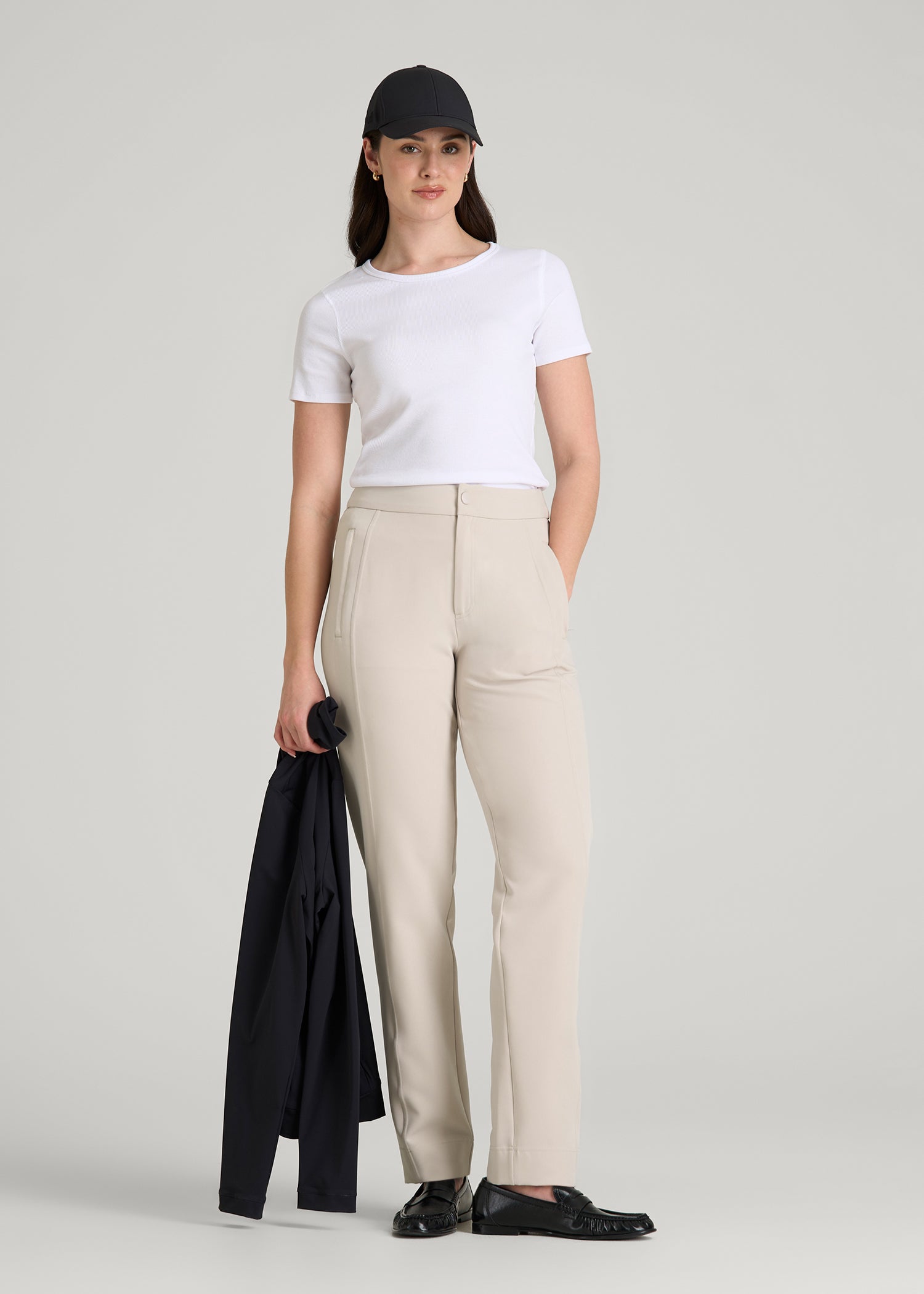 American Tall Outlet | Traveler Tapered Fit Pant for Tall Women in Drywall Tan