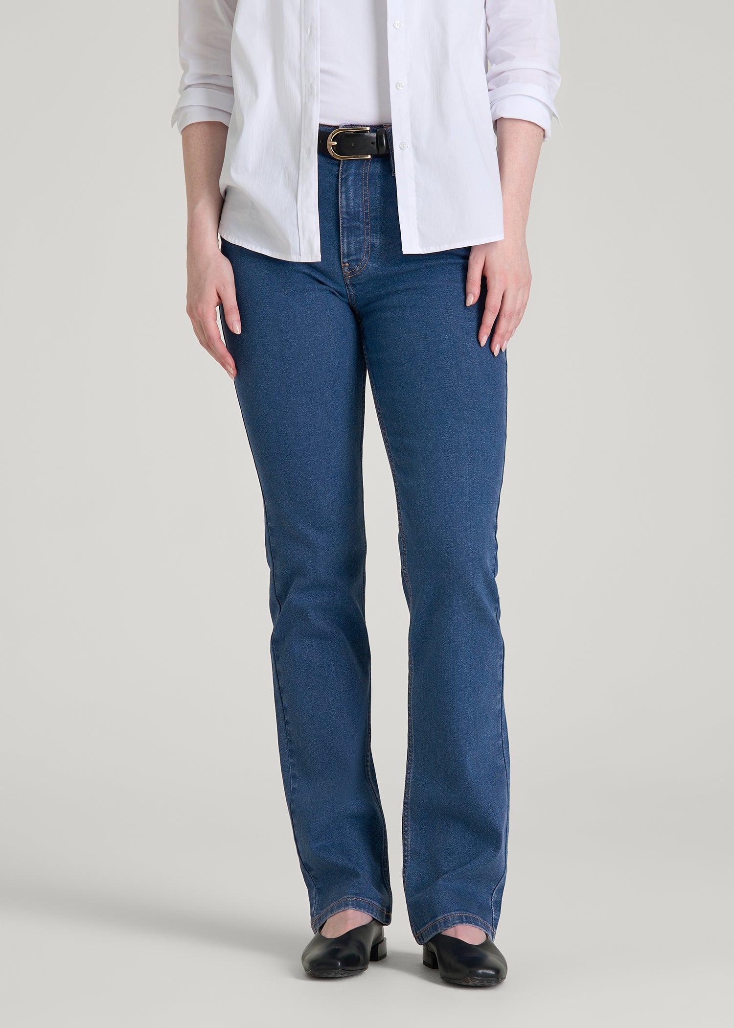 American Tall Online Shop | Harper High-Rise Straight Stretch Jeans for Tall Women in New Colorado Blue