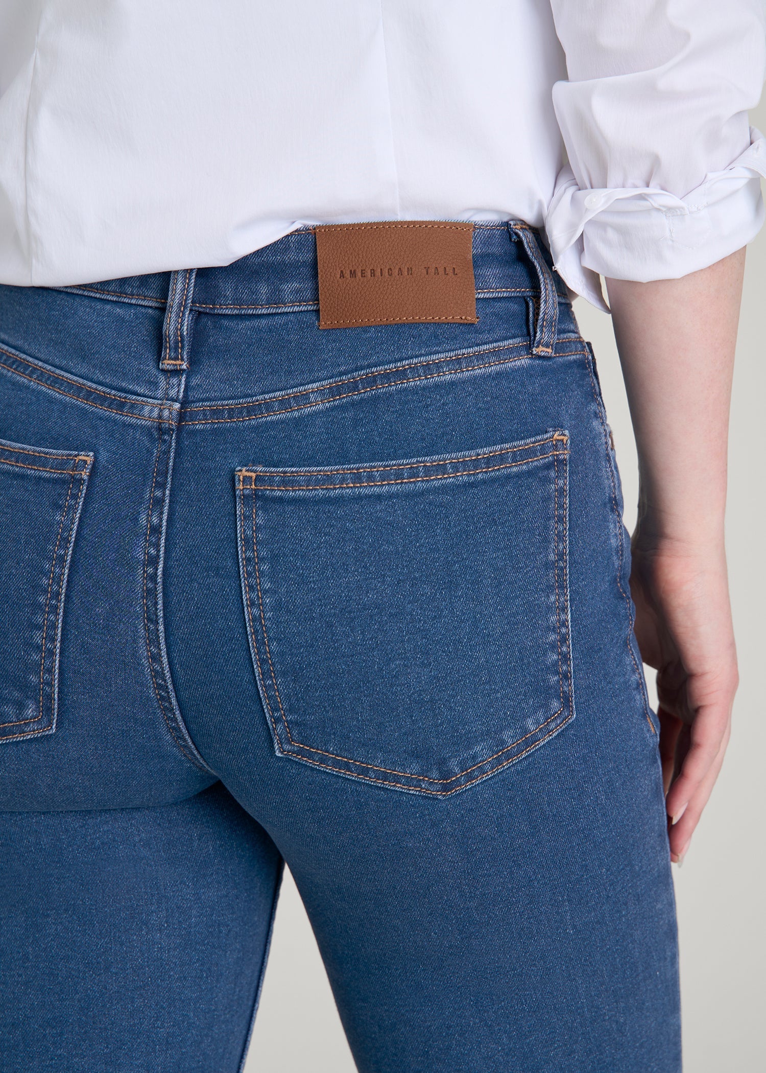 American Tall Online Shop | Harper High-Rise Straight Stretch Jeans for Tall Women in New Colorado Blue
