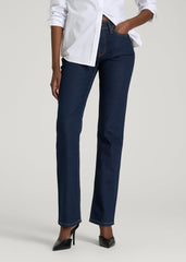 American Tall Online | Mid-Rise Straight Fit Jeans for Tall Women in Deep Indigo Wash