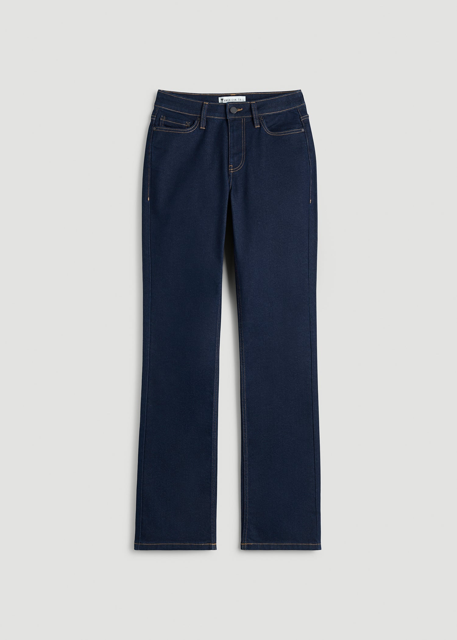 American Tall Online | Mid-Rise Straight Fit Jeans for Tall Women in Deep Indigo Wash
