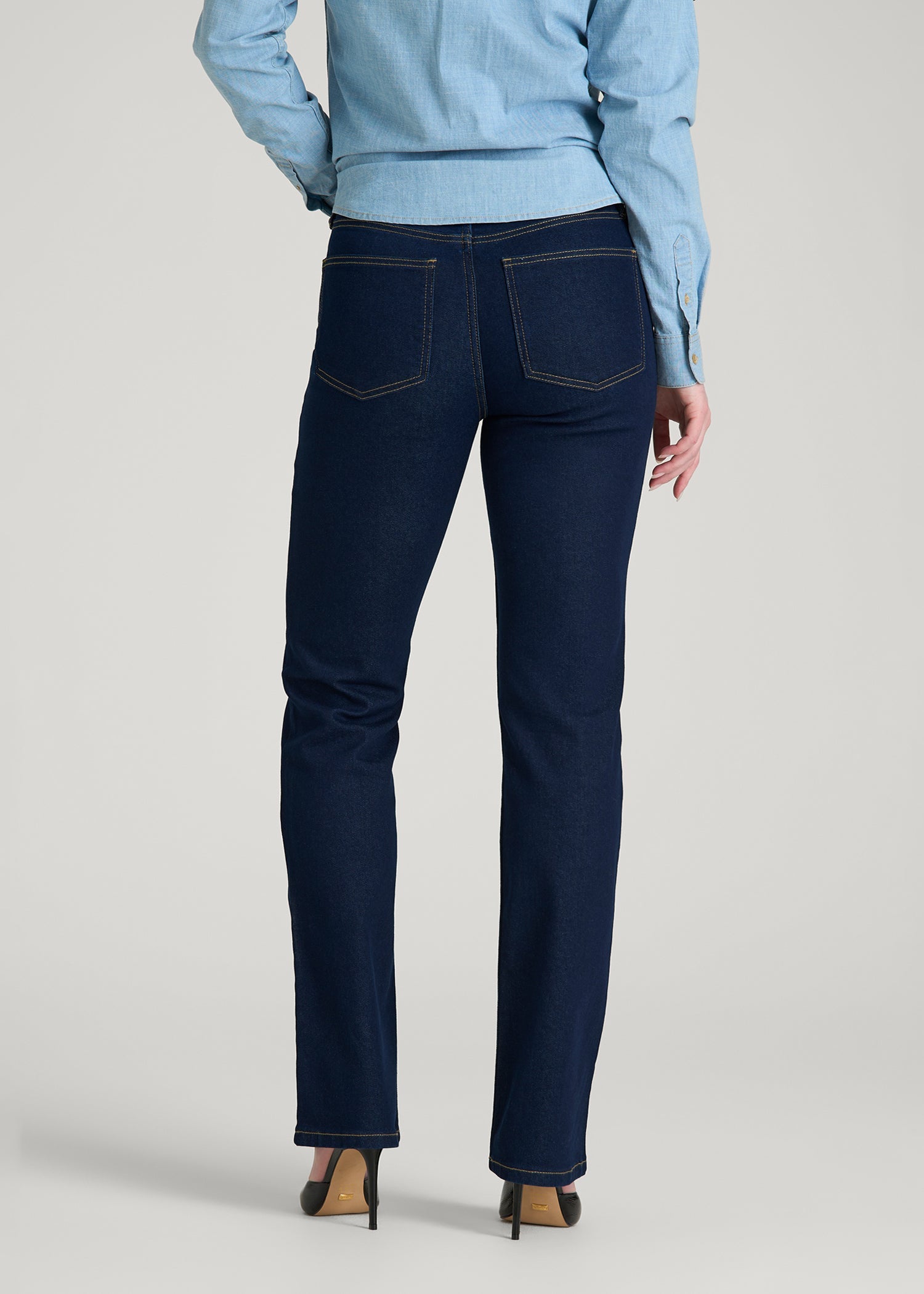 American Tall Online Shop | Harper High-Rise Straight Stretch Jeans for Tall Women in Deep Indigo Wash