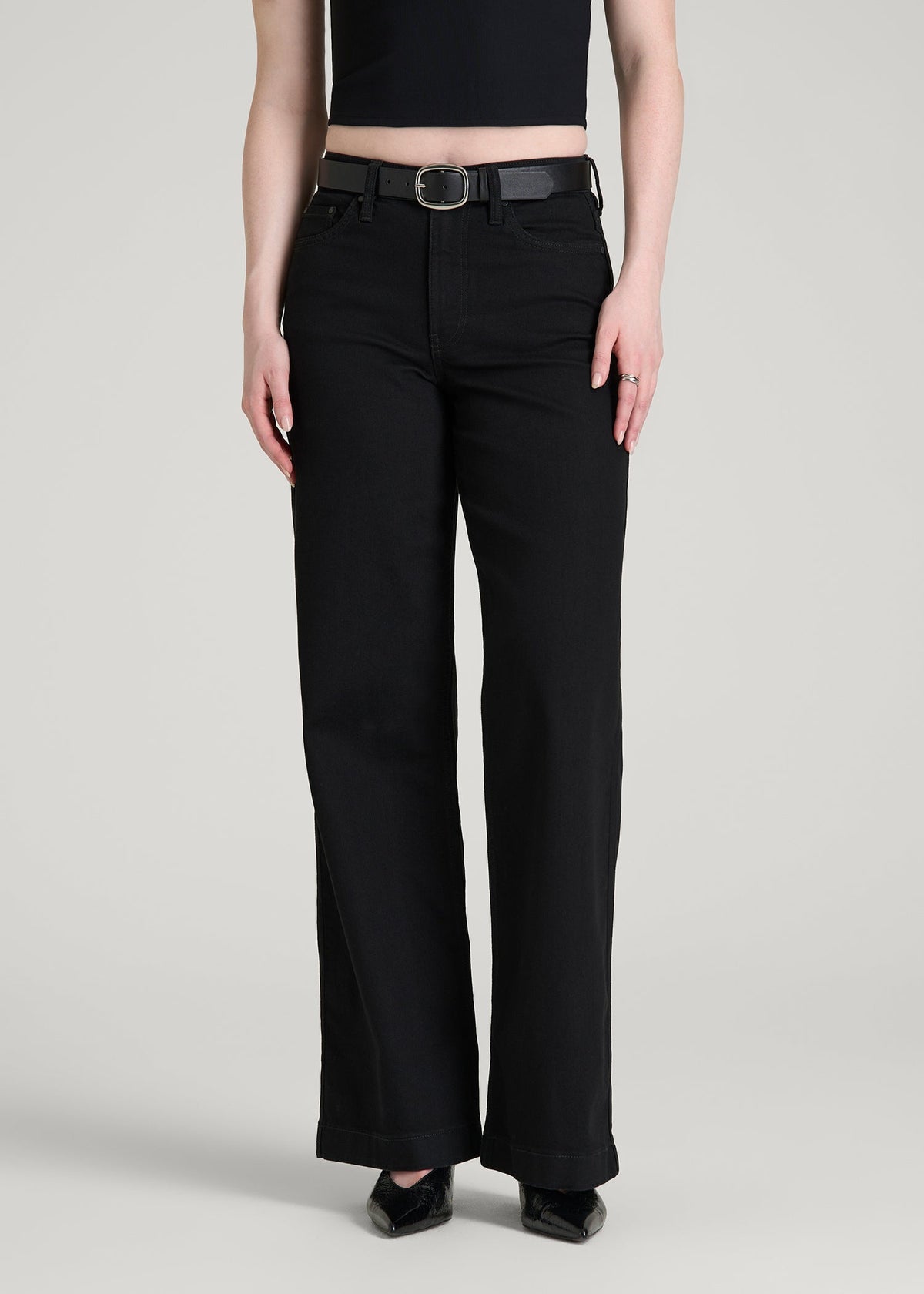 American Tall Discount | Luna High-Rise Wide-Leg Jeans for Tall Women in Optimum Black