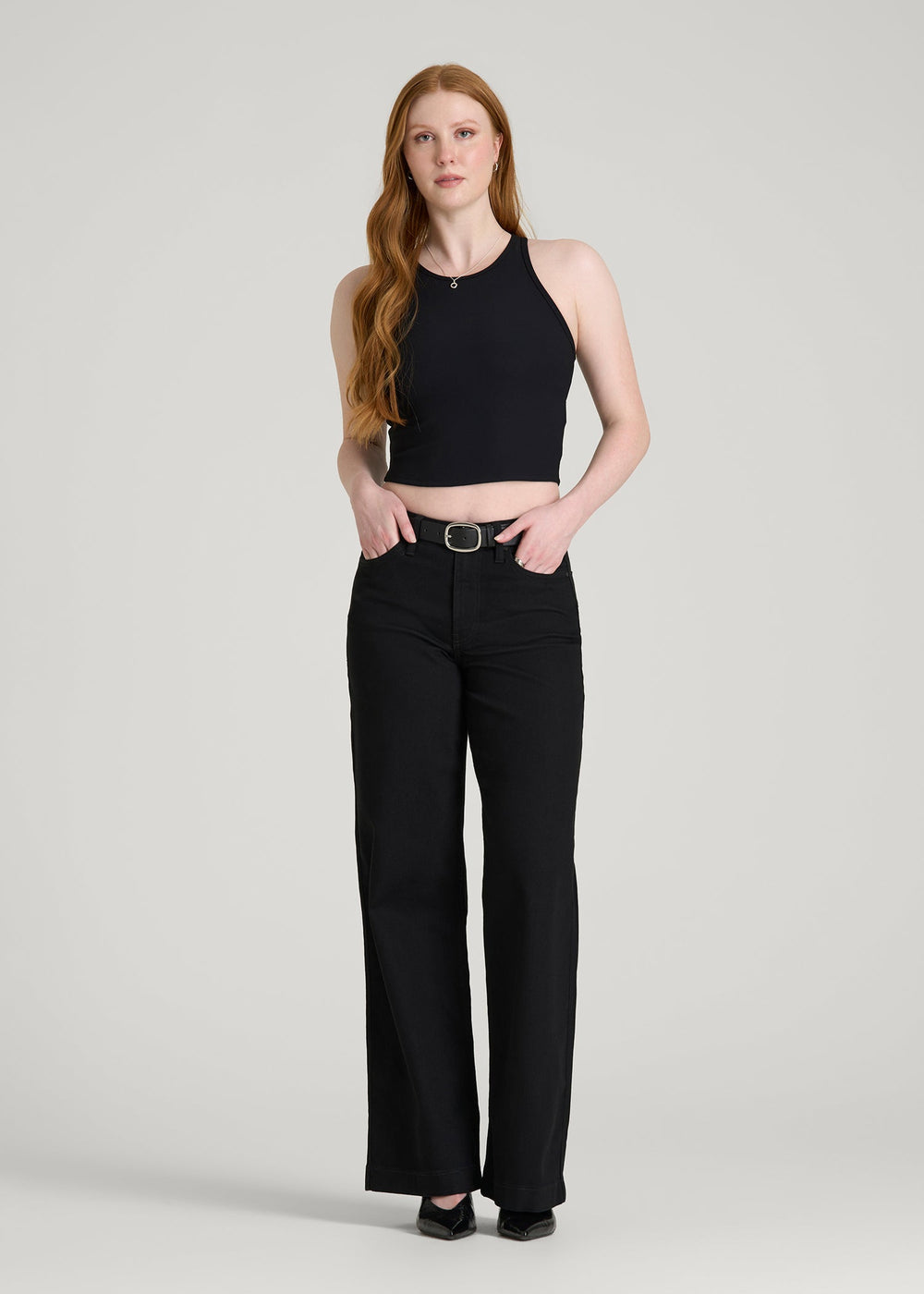 American Tall Discount | Luna High-Rise Wide-Leg Jeans for Tall Women in Optimum Black