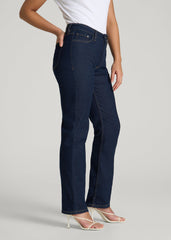 American Tall Outlet | Curve High Rise Straight Leg Jeans for Tall Women in Deep Indigo Wash