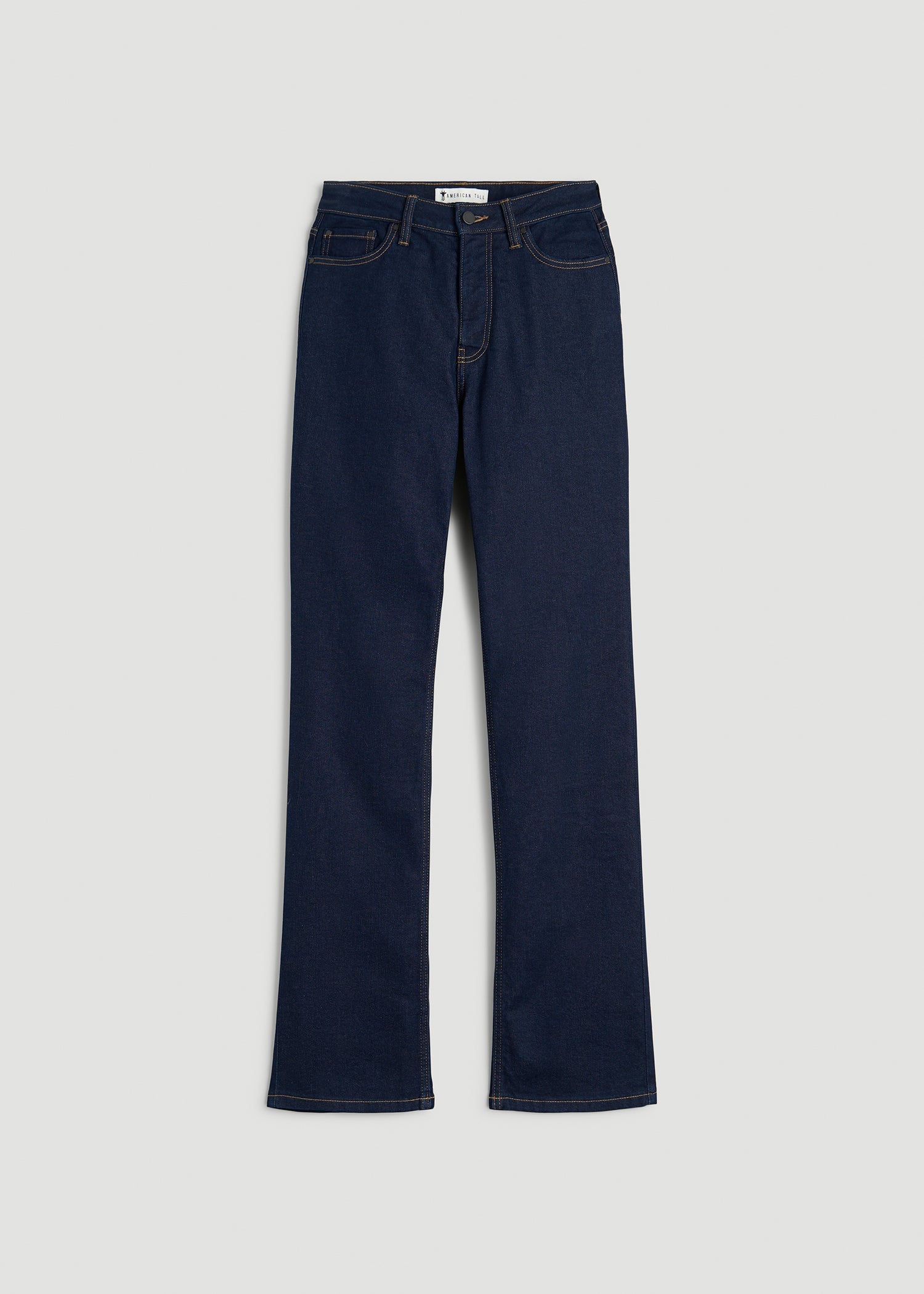 American Tall Outlet | Curve High Rise Straight Leg Jeans for Tall Women in Deep Indigo Wash